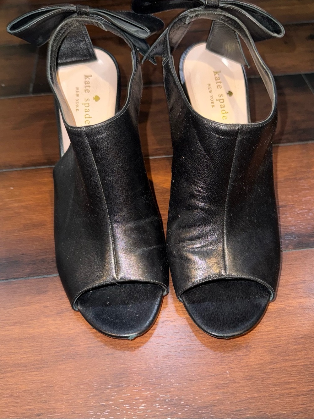kate spade Black Leather Peep-Toe Heel with Back Bow - Picture 4 of 10